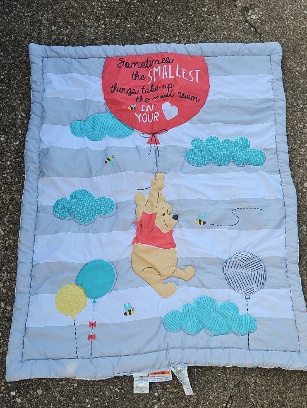 Disney Winnie the Pooh Balloon Floating Baby Crib Blanket Bed Skirt Bear Infant